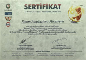 Hekim Ginekoloq Xanim Adigozelova sertifikatlari (certifications)